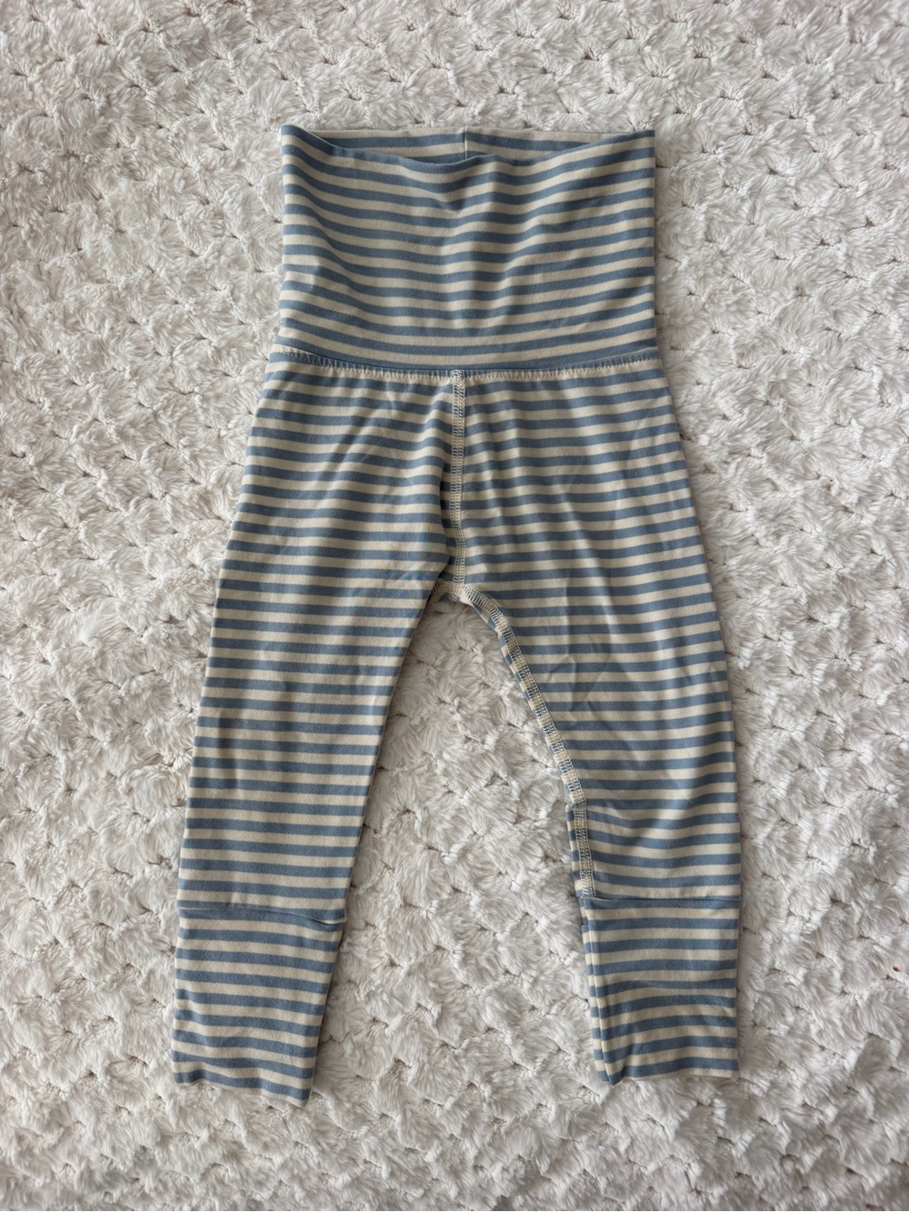 Hanna Andersson Light Blue & Cream Striped Baby Leggings